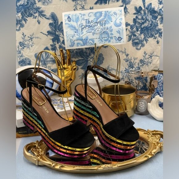 🆕 KURT GEIGER LONDON 🧿 NWOB Shoreditch Rainbow Platform Sandal Sz 36 US 6 - Picture 3 of 16